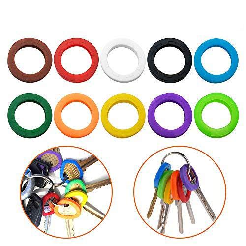 Oubaka 40 Pack Silicone Key Cap Tags,Plastic Key Identifier Rings,Key ID Rings,4 Pcs Each Color,10 Colors in Total - Image 1